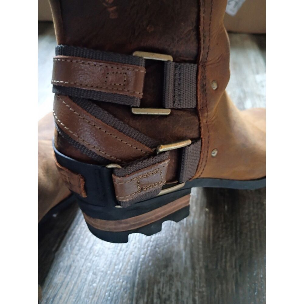 Sorel Women's Brown Leather Ankle Boots Buckle Zip Waterproof Size 8 EU‎ 39